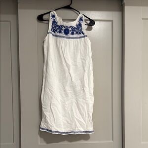 J. Crew White and Blue Sleeveless Sheath Mini Dress
